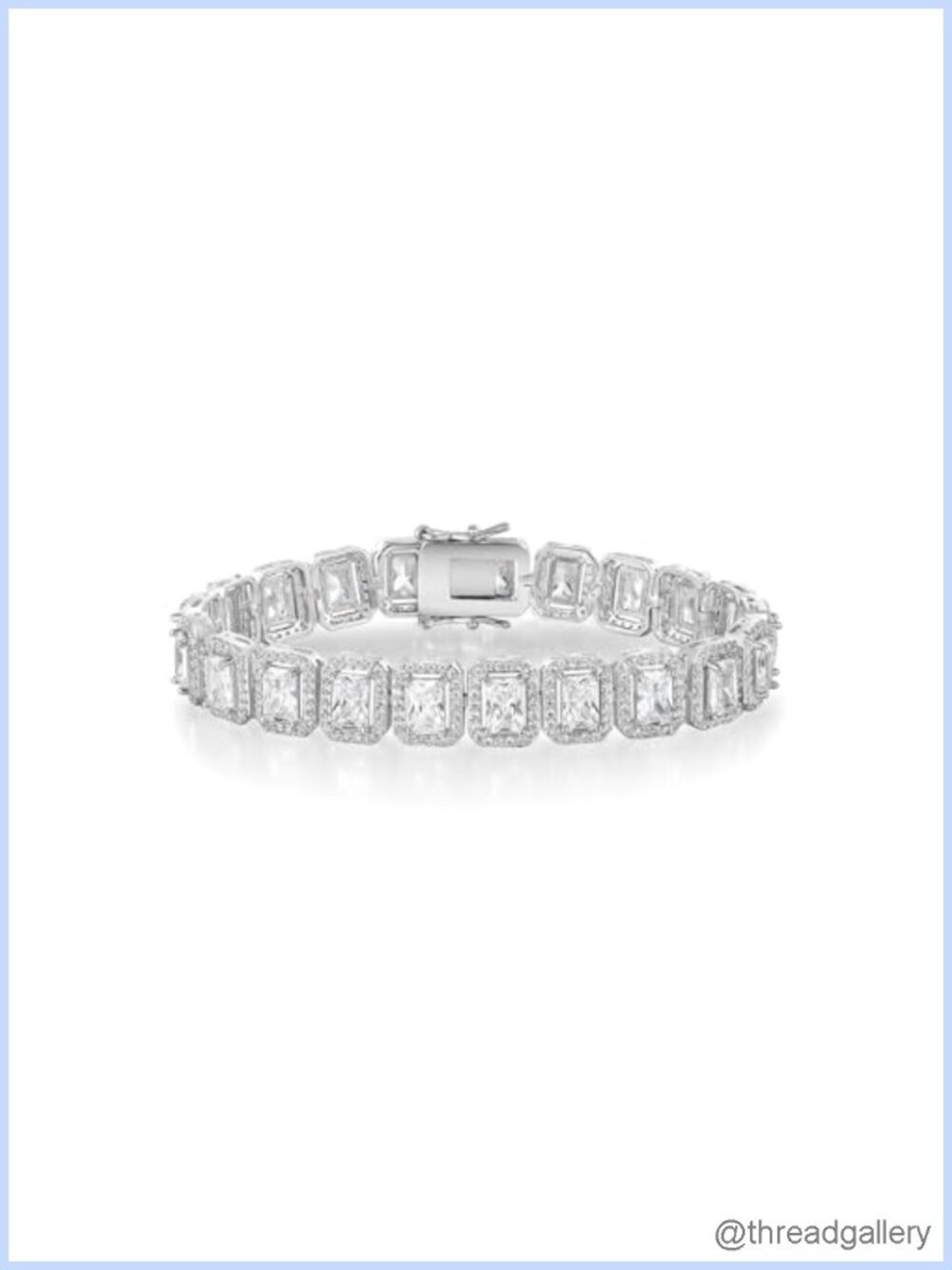 18K White Gold Plated Cubic Zirconia Tennis Bracelet for Women 6.7 Inch